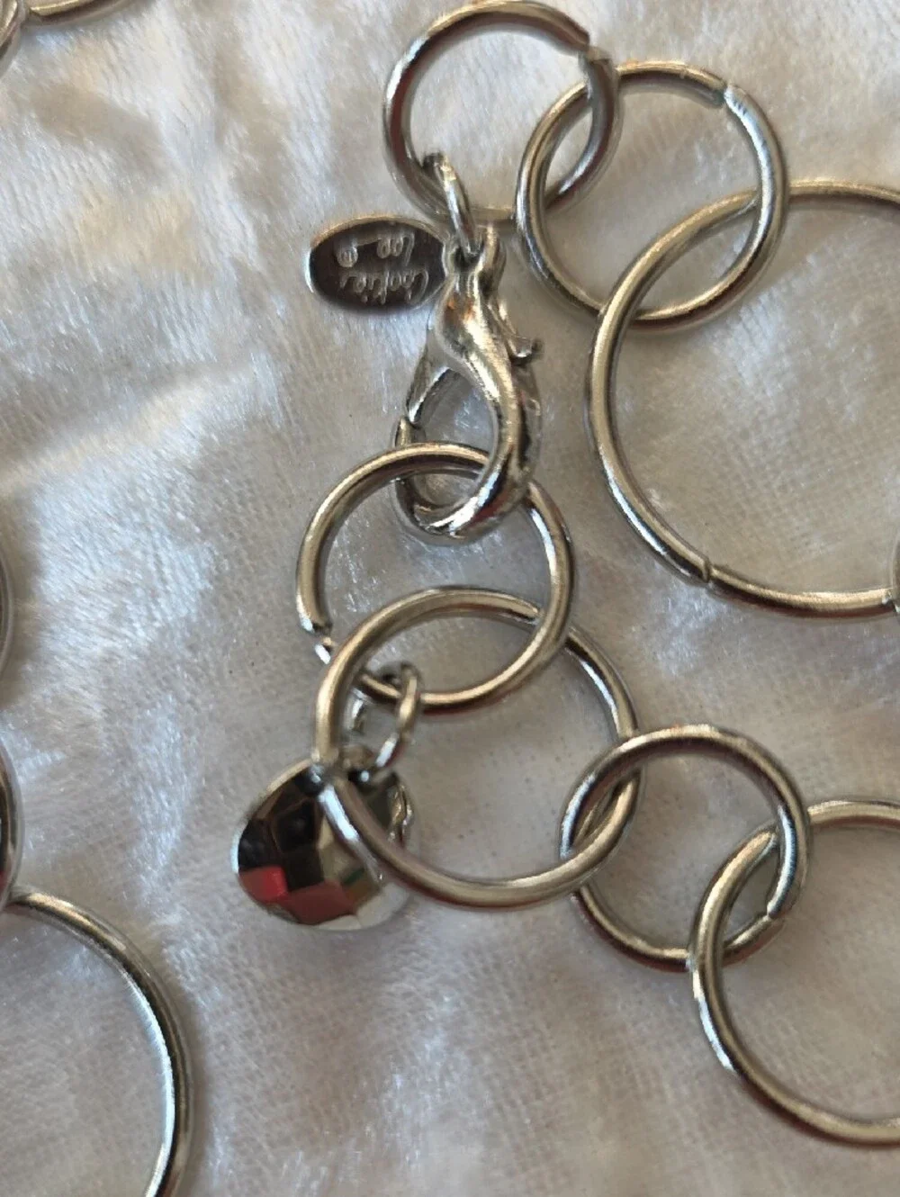 Cookie Lee Long Silver Tone Ring Chain Necklace/Belt